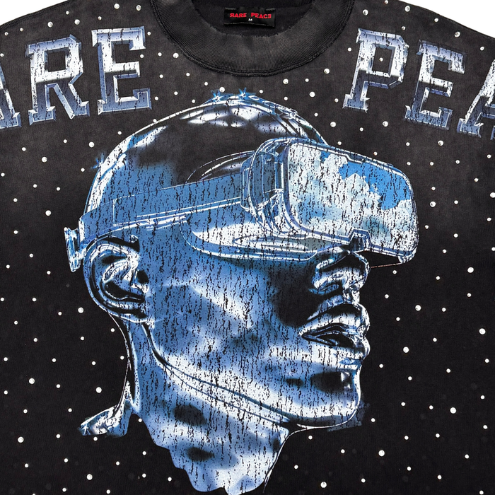 Rare Peace "Futuristic" Rhinestone Black Tee
