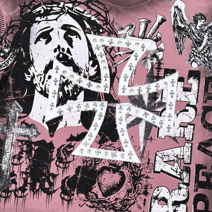 Rare Peace "Mad World" Studded Dust Pink Tee