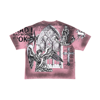 Rare Peace "Mad World" Studded Dust Pink Tee