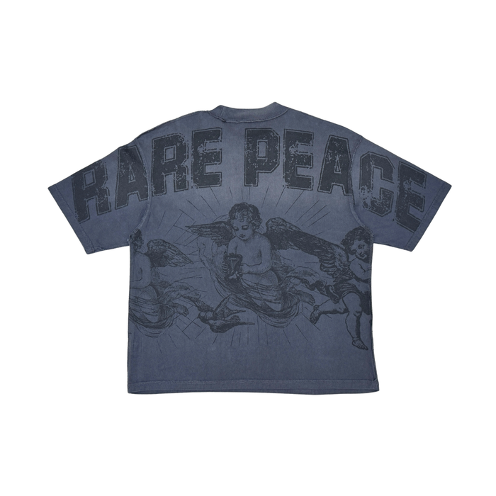 Rare Peace "No Faith Baby Angels" Rhinestone Dark Grey Tee
