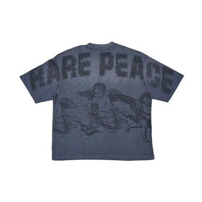 Rare Peace "No Faith Baby Angels" Rhinestone Dark Grey Tee