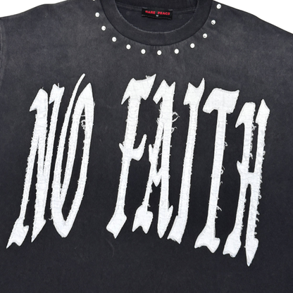 Rare Peace "No Faith" Rhinestone Black Boxy Tee
