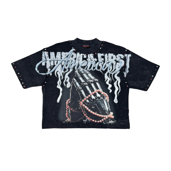 Rare Peace "Prayer Hands" Waffle Black Tee