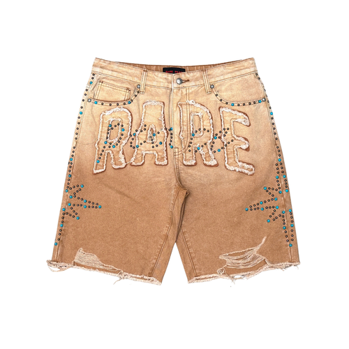 Rare Peace "RP" Rhinestone Wheat Shorts (RS6064)