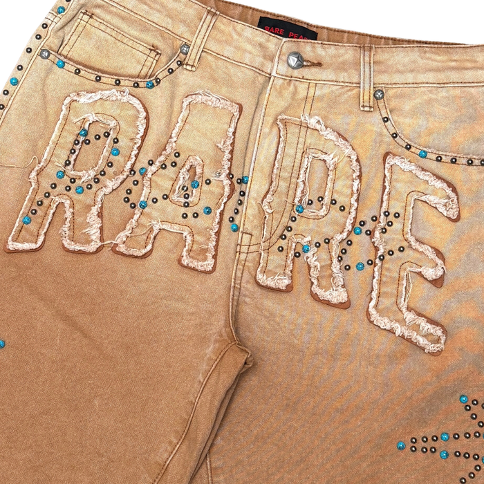 Rare Peace "RP" Rhinestone Wheat Shorts (RS6064)