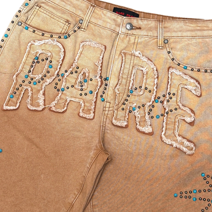 Rare Peace "RP" Rhinestone Wheat Shorts (RS6064)