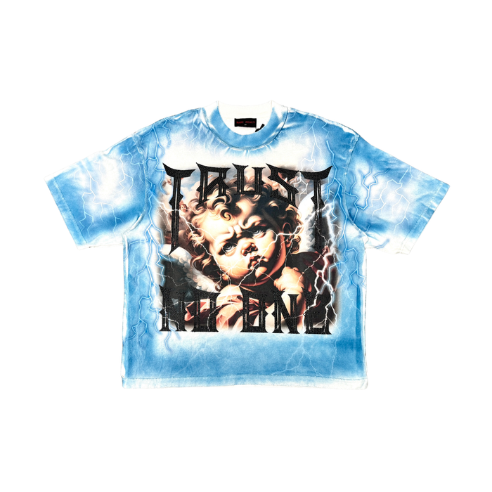 Rare Peace "Trust No One Baby Angel" Rhinestone Ecru Tee