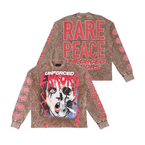 Rare Peace "Unforced Errors" Rhinestone Brown Thermal Long Sleeve
