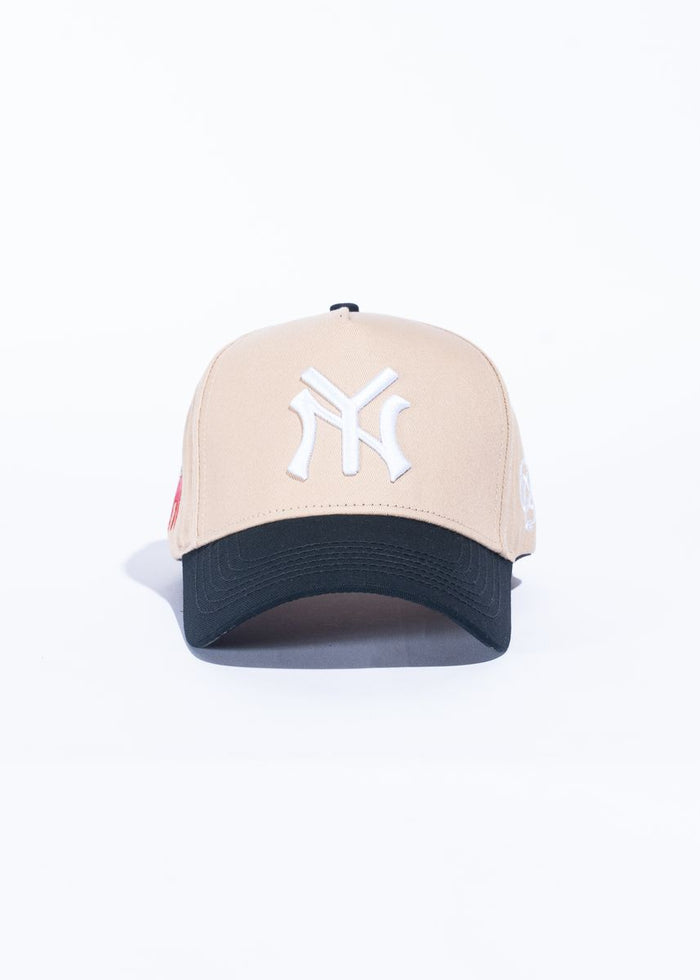 Reference "NY" Snapback Hat - Wheat/Black (REF810)