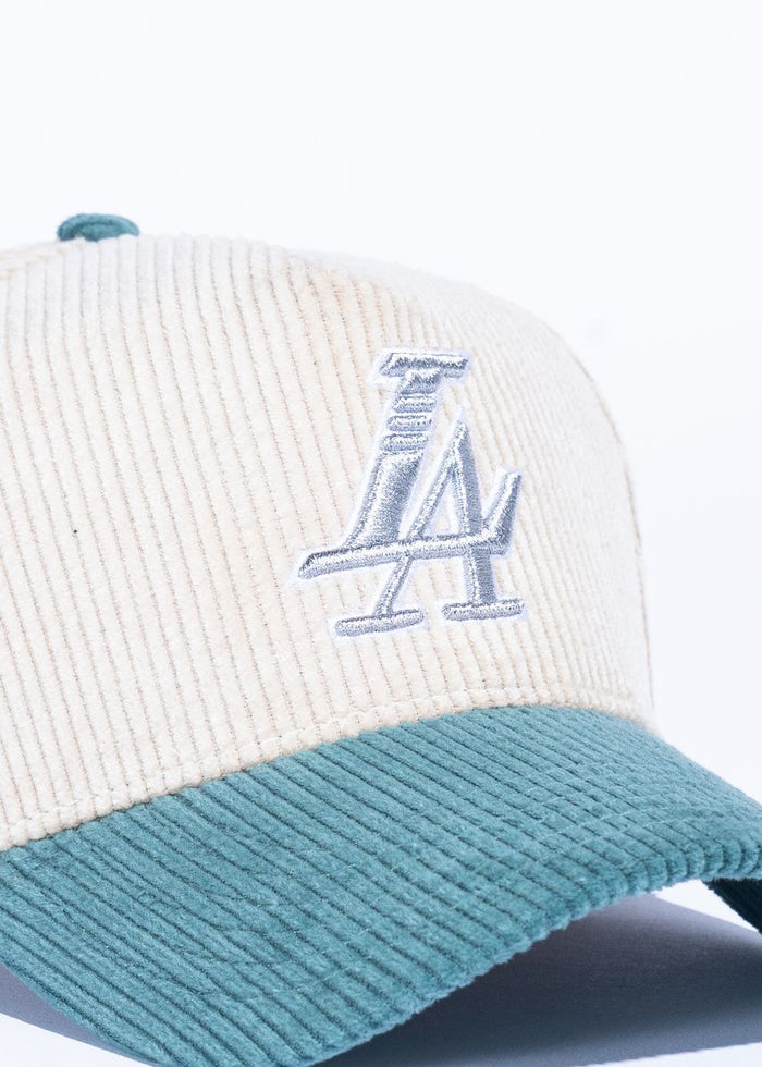 Reference "Paradise LA" Corduroy Snapback Hat - Cream/Blue/Silver (REF803)