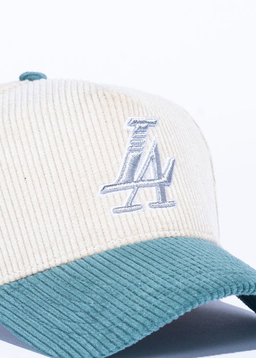Reference "Paradise LA" Corduroy Snapback Hat - Cream/Blue/Silver (REF803)