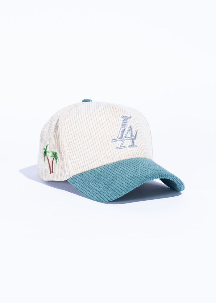 Reference "Paradise LA" Corduroy Snapback Hat - Cream/Blue/Silver (REF803)