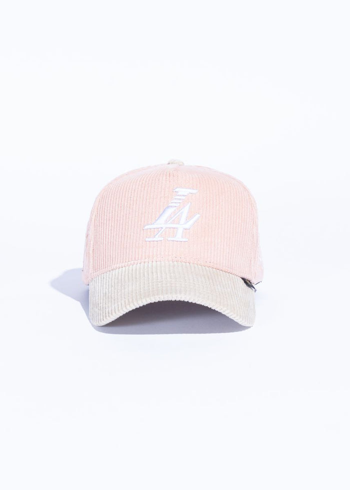 Reference "Paradise LA" Corduroy Snapback Hat - Pink/Cream (REF802)