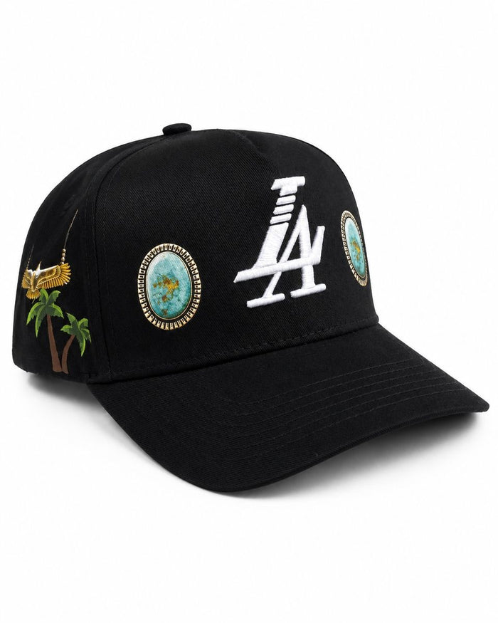 Reference "Paradise LA Gem Print" Snapback Hat - Black (REF877)
