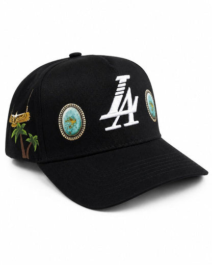Reference "Paradise LA Gem Print" Snapback Hat - Black (REF877)
