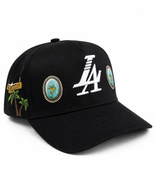 Reference "Paradise LA Gem Print" Snapback Hat - Black (REF877)