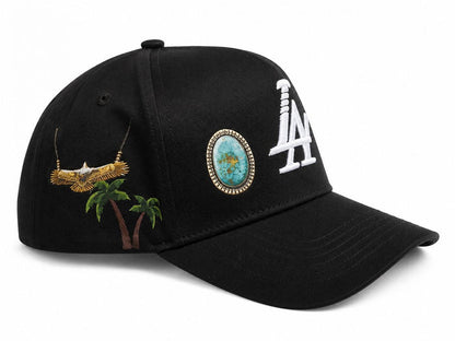 Reference "Paradise LA Gem Print" Snapback Hat - Black (REF877)