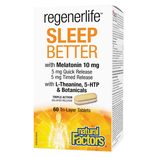 Box of Natural Factors Regenerlife Sleep Better 60 Tri-Layer Tablets