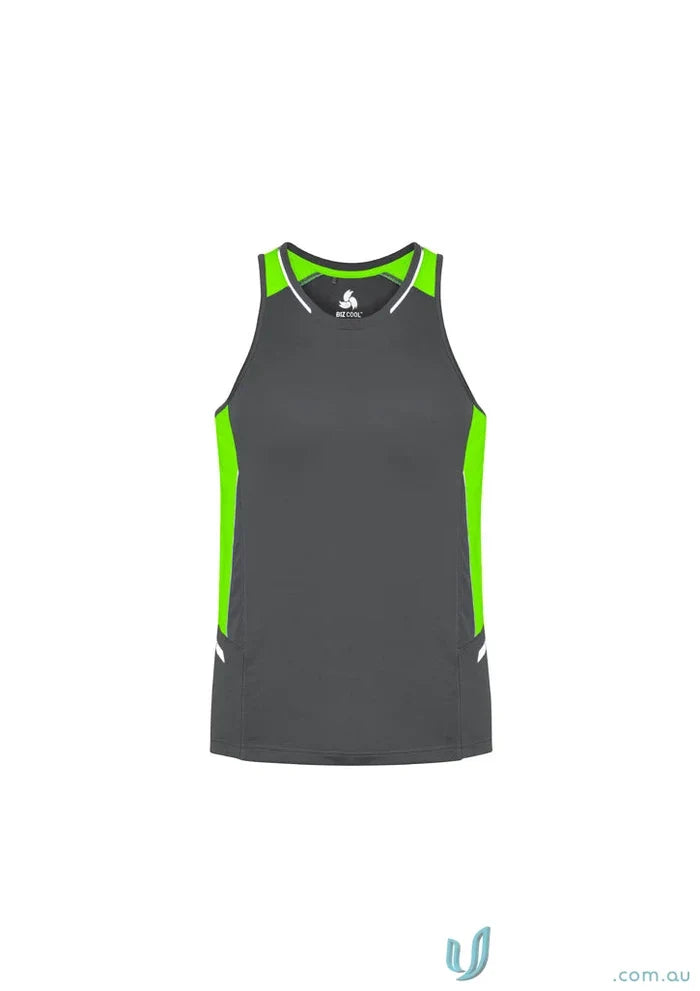 Gray and green Athletic Tank Top Renegade Singlet SG702M Biz Cool Micro for workouts