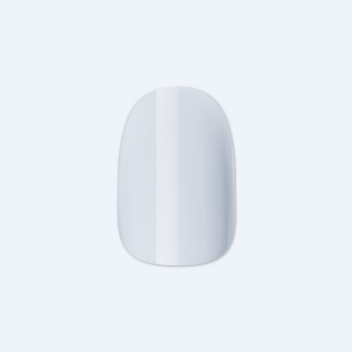Rink | Short | Round - Tab Press-On single icy blue false nail with smooth, glossy finish on light background