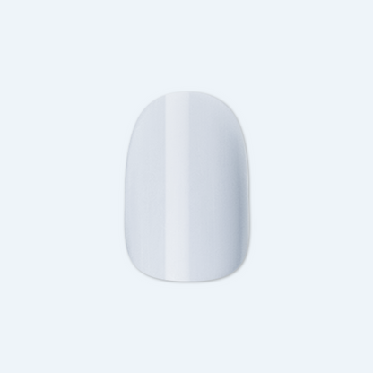 Rink | Short | Round - Tab Press-On single icy blue false nail with smooth, glossy finish on light background