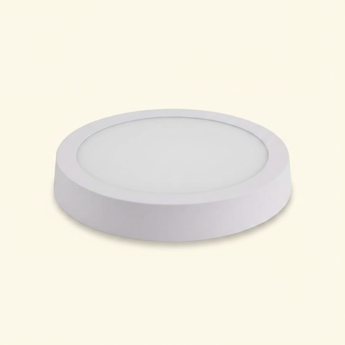 Round 12W LED surface mount panel light - cream background
