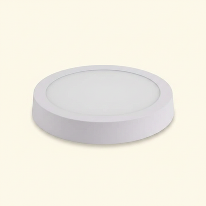 Round 12W LED surface mount panel light - cream background