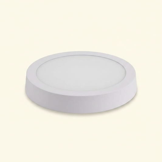 Round 12W LED surface mount panel light - cream background