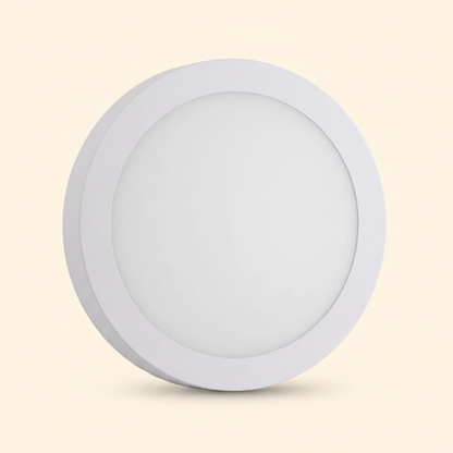 Round 18W LED surface mount panel light - cream background