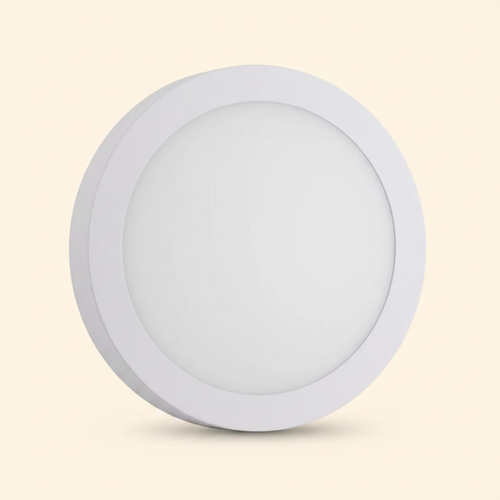 Round 18W LED surface mount panel light - cream background