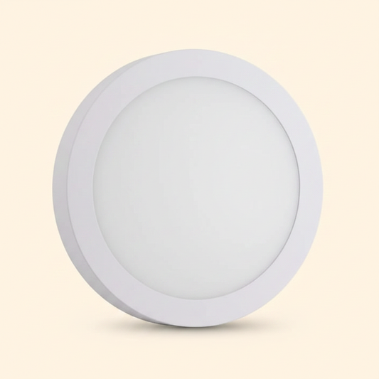 Round 18W LED surface mount panel light - cream background