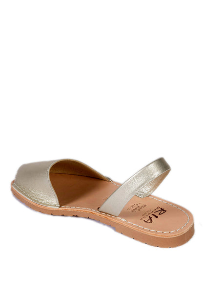 RIA MENORCA sandalo flat pelle argento 20002 METALGRAIN-PEARL