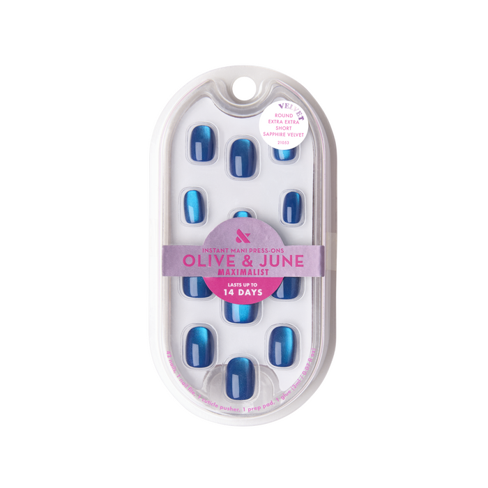 Sapphire Velvet - Press-On | Extra Extra Short | Round
