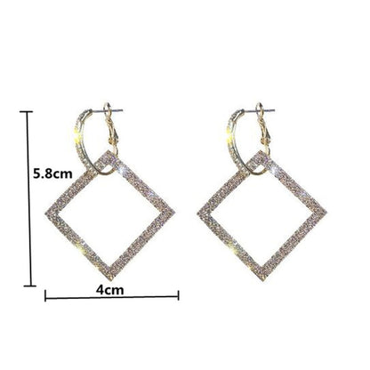 Shiny Silver Geometric Square Drop Dangle Earrings Party Cocktail Fashion Jewelry Earrings - EonShoppee