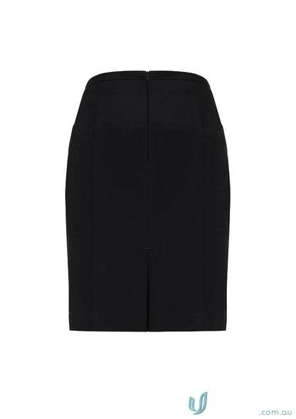 Women’s Siena black pleat straight skirt with back slit and knife pleats