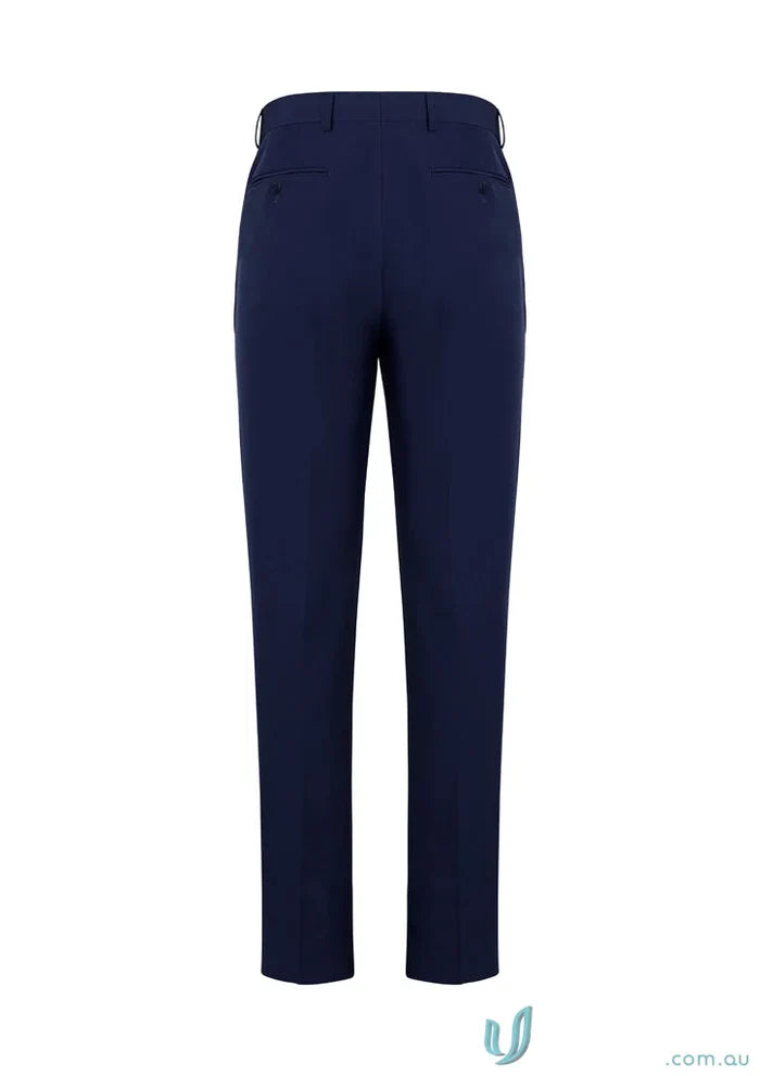 Navy blue men’s Siena slim fit dress pants with 4cm hem allowance and flat front