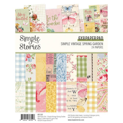 Simple Stories - Double-Sided Paper Pad 6"X8" - 24/Pkg - Simple Vintage Spring Garden. Unique papers are a high quality 65 pound printed designer cardstock perfect for use with scrapbooking, paper crafting, card making, planning, home decor and more! Available at Embellish Away located in Bowmanville Ontario Canada.