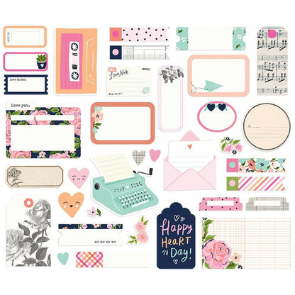 Simple Stories - Happy Hearts - Bits & Pieces Die-Cuts - 35/Pkg - Journal. Die-Cuts are a great addition to scrapbook pages, greeting cards and more! The perfect embellishment for all your paper crafting needs! Package contains Simple Stories Journal Bits, 35 coordinating die-cuts. Imported. Available at Embellish Away located in Bowmanville Ontario Canada.
