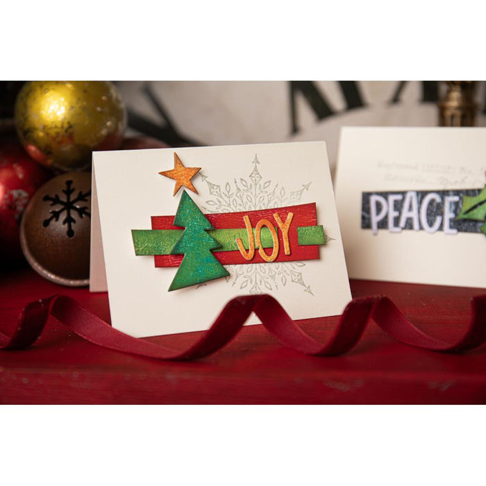 Sizzix - Thinlits Dies By Tim Holtz - 11/Pkg - Big Tidings. Available at Embellish Away located in Bowmanville Ontario Canada. Example by brand ambassador.
