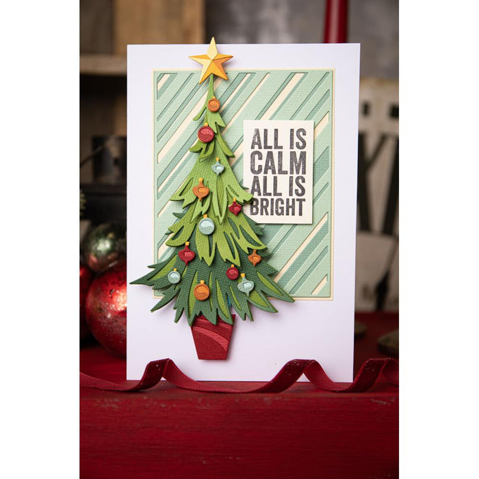 Sizzix - Thinlits Dies By Tim Holtz - 14/Pkg - Trim A Tree Colorize. Available at Embellish Away located in Bowmanville Ontario Canada. Example by brand ambassador.