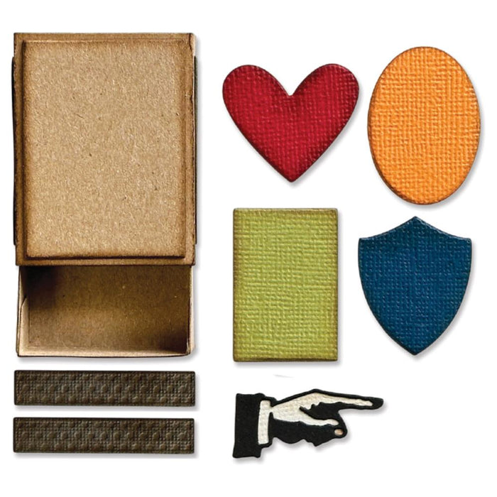 Sizzix - Thinlits Dies By Tim Holtz - 10/Pkg - Vault Matchbox. These dies are compatible with leading die cutting machines (sold separately). These dies are designed to cut through paper, cardstock, and other thin materials. Available at Embellish Away located in Bowmanville Ontario Canada.
