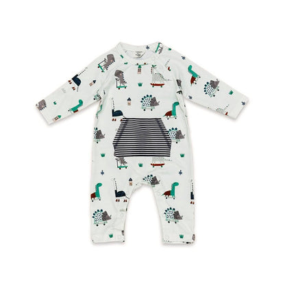 Skater Dino Kangaroo Pocket Baby Jumpsuit (Organic Jersey)