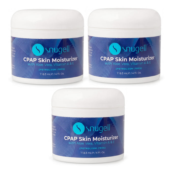 Three Snugell CPAP Skin Moisturizer containers
