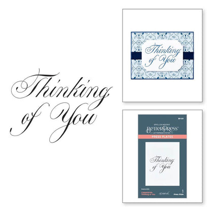 Spellbinders - Press Plate By Paul Antonio - Copperplate - Thinking Of You. Copperplate Thinking of You Press Plate is part of the Copperplate Everyday Sentiments Collection by Paul Antonio. Available at Embellish Away located in Bowmanville Ontario Canada.