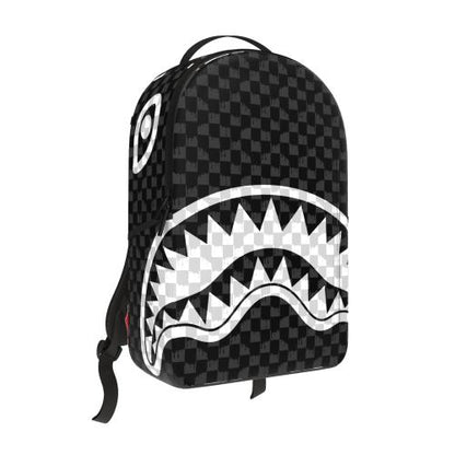 Sprayground Black & White Drip Check Shark Backpack (B8553)