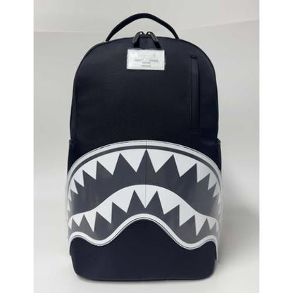 Sprayground Shark Central White Stencil Shark Black Nylon Backpack (B9634)