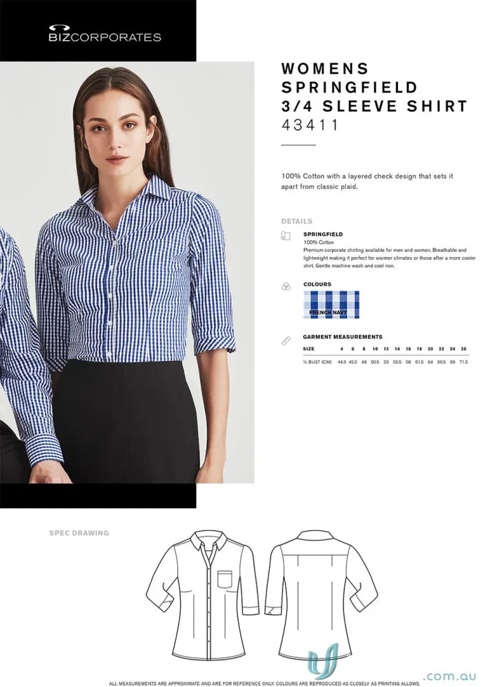 Womens Springfield 3/4 sleeve shirt for springfield office wear and womens Springfield fashion
