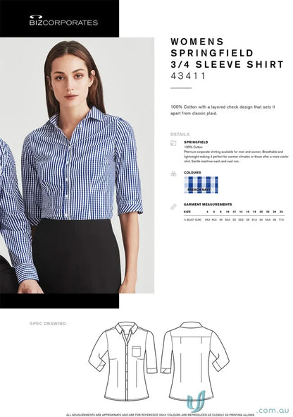 Womens Springfield 3/4 sleeve shirt for springfield office wear and womens Springfield fashion