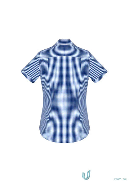 Blue and white checkered Springfield Ladies S/S Shirt perfect for spring and casual wear
