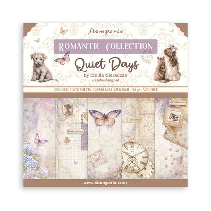 Stamperia - 12X12 Paper Pad - Quiet Days. 10 sheets. Available at Embellish Away located in Bowmanville Ontario Canada.